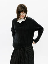 Men's Mock Shirt Collar Cable Sweater