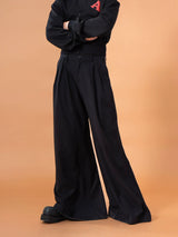 Men's Black Wide Leg Casual Pants