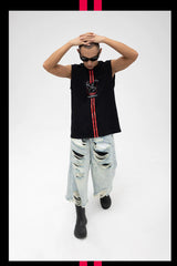 Men's Black Printed Tank Top