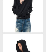 Detachable Strap Deep V Hoodie