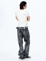Men's Heavy Silver Straight Leg Jeans