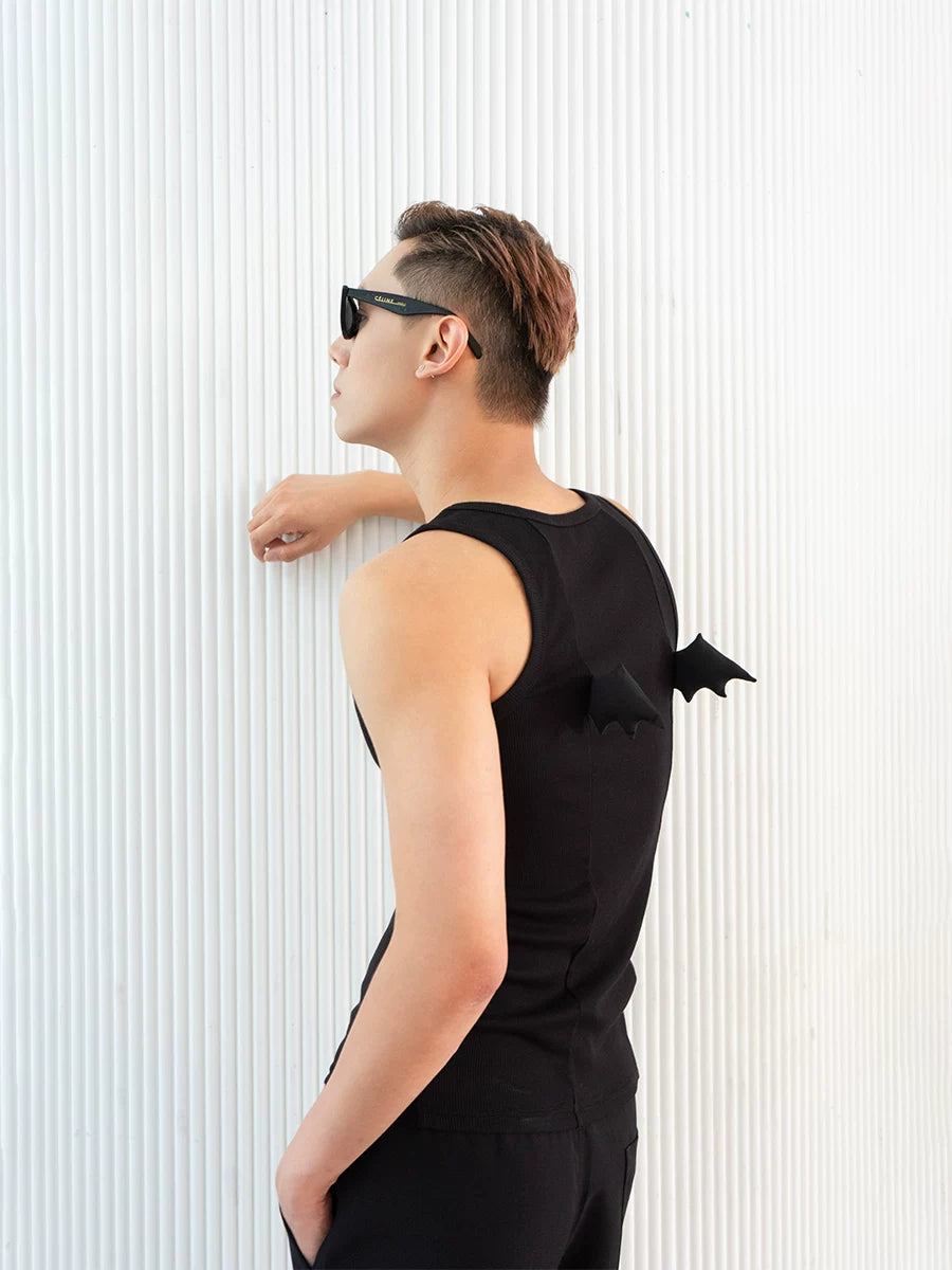 Y2K Black Devil Wings Slim Tank
