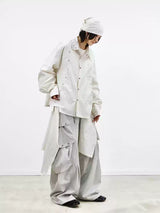 Two-Tone Deconstructed Studded Hem Shirt