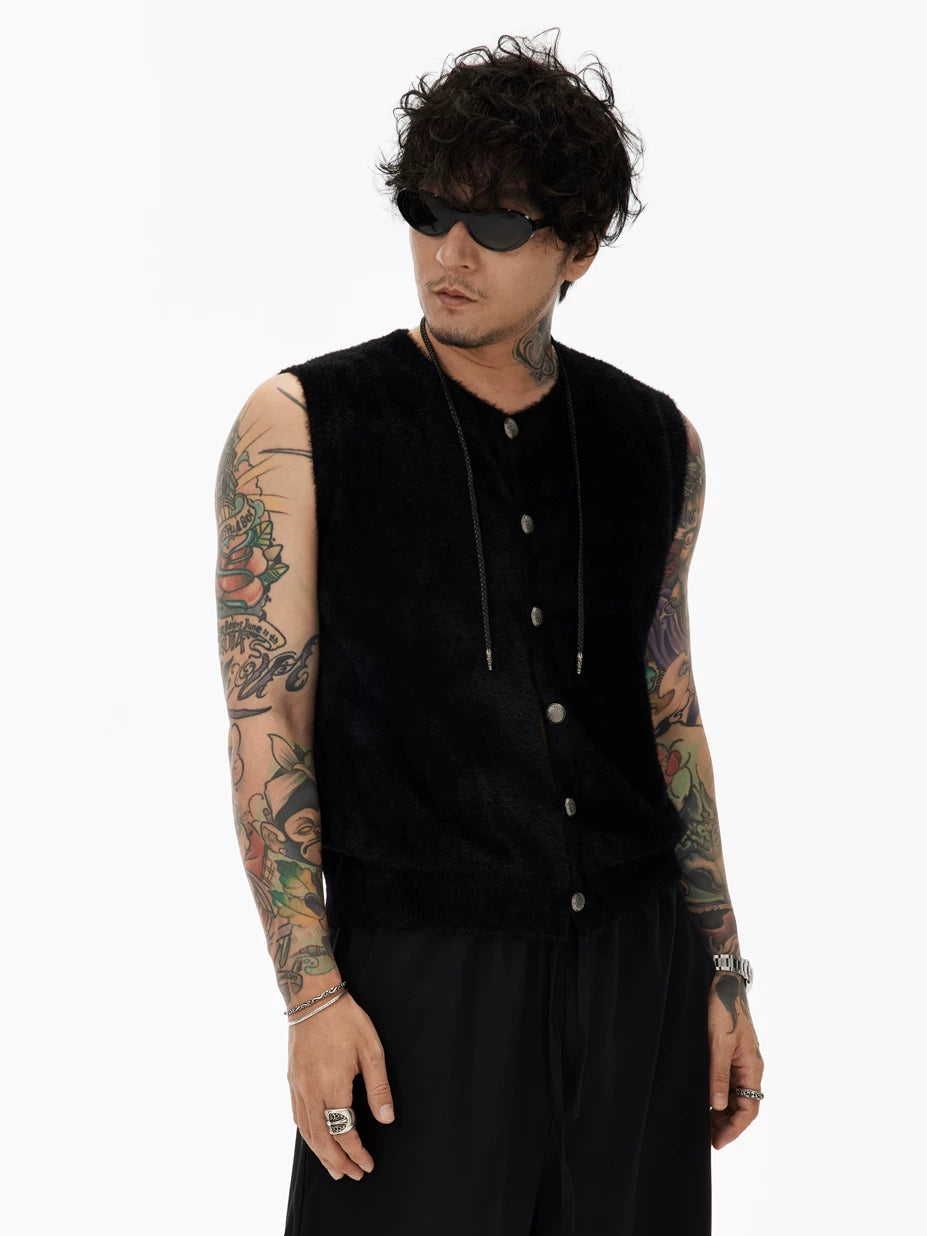 Black Sleeveless Knit Vest