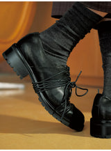 Pleated Strap Horse Lined Derby Shoes