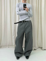 Black Gray Wide Leg Dress Pants