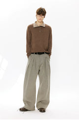 30% Wool Double Collar Polo Tops