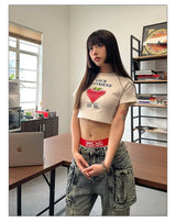Printed Crop Slim Tee For Women