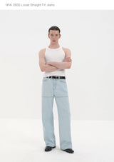 Fitted Straight Leg Patchwork Black-White-Blue Jeans