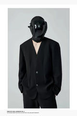 Unisex Loose Padded Uncollared Blazer