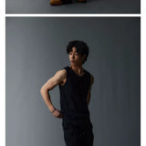 Black Double Layer Slim Tank Top