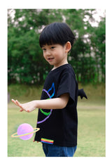 Black Graffiti Devil Wings Cotton Tees