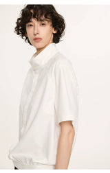 White Short Sleeve Harrington Houndstooth Shirt