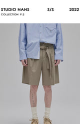Draped Drawstring Wide Shorts