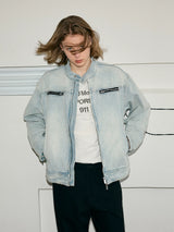 Yellow Mud Washed Denim Harrington Jacket