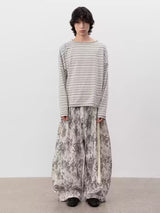 Striped Roll Cuff Drop Shoulder Top