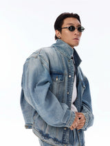 Structured Heavy Wash Denim Jacket