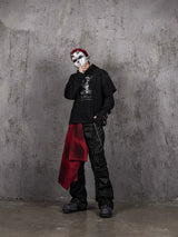 Distressed Two-in-One Prisoner Print Hoodie