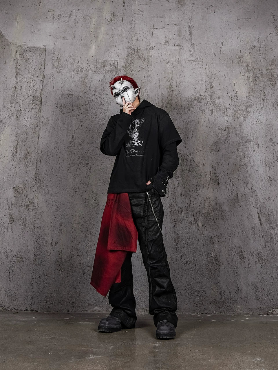 Distressed Two-in-One Prisoner Print Hoodie