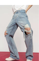 Men's Distressed Baggy Straight Jeans