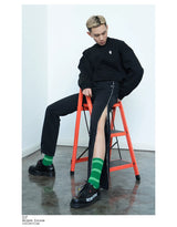Men's Black Straight Side Zip Jeans
