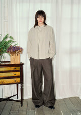 Men's Wool Houndstooth Pleated A-Line Pants