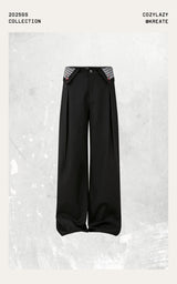 Pleated Houndstooth Dress Pants