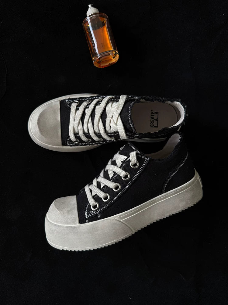 Distressed Washed Jumbo Platform Commuter Sneakers