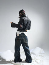 Blue Slub Cat Whisker Jeans