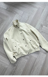 Turquoise Lyocell Wrinkle Stand Collar Jacket