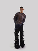 Lace-Up Metal Buckle Pants