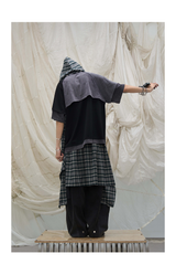 Detachable Hood Color Block Washed Tee