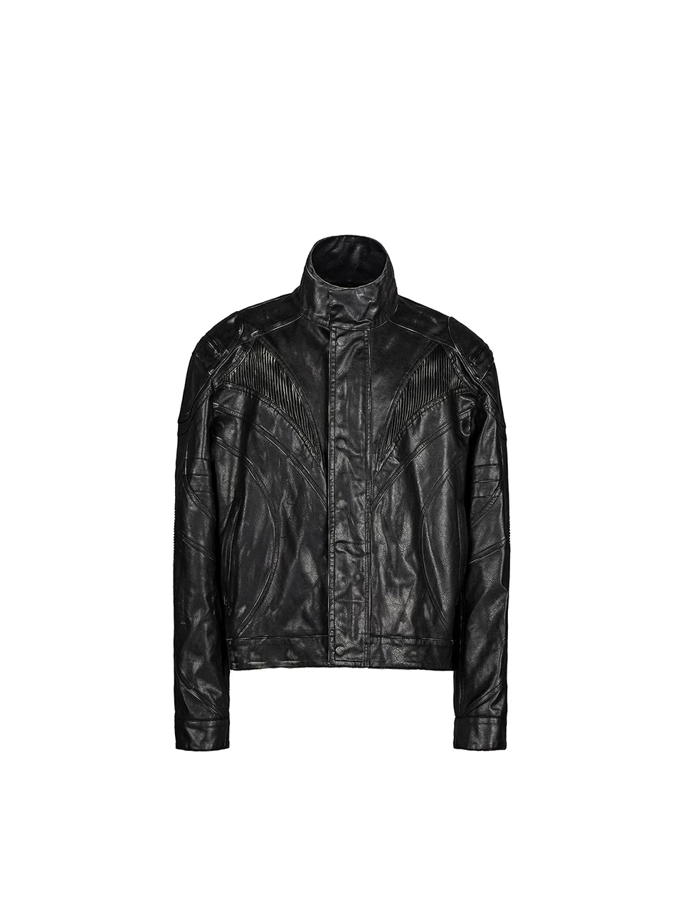 Oversized Distressed Nightfang Leather Biker Jacket