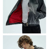 Cropped Loose Red Lined Puffer Coat