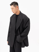 Men's Oversized Dark Apricot Padded Blazer