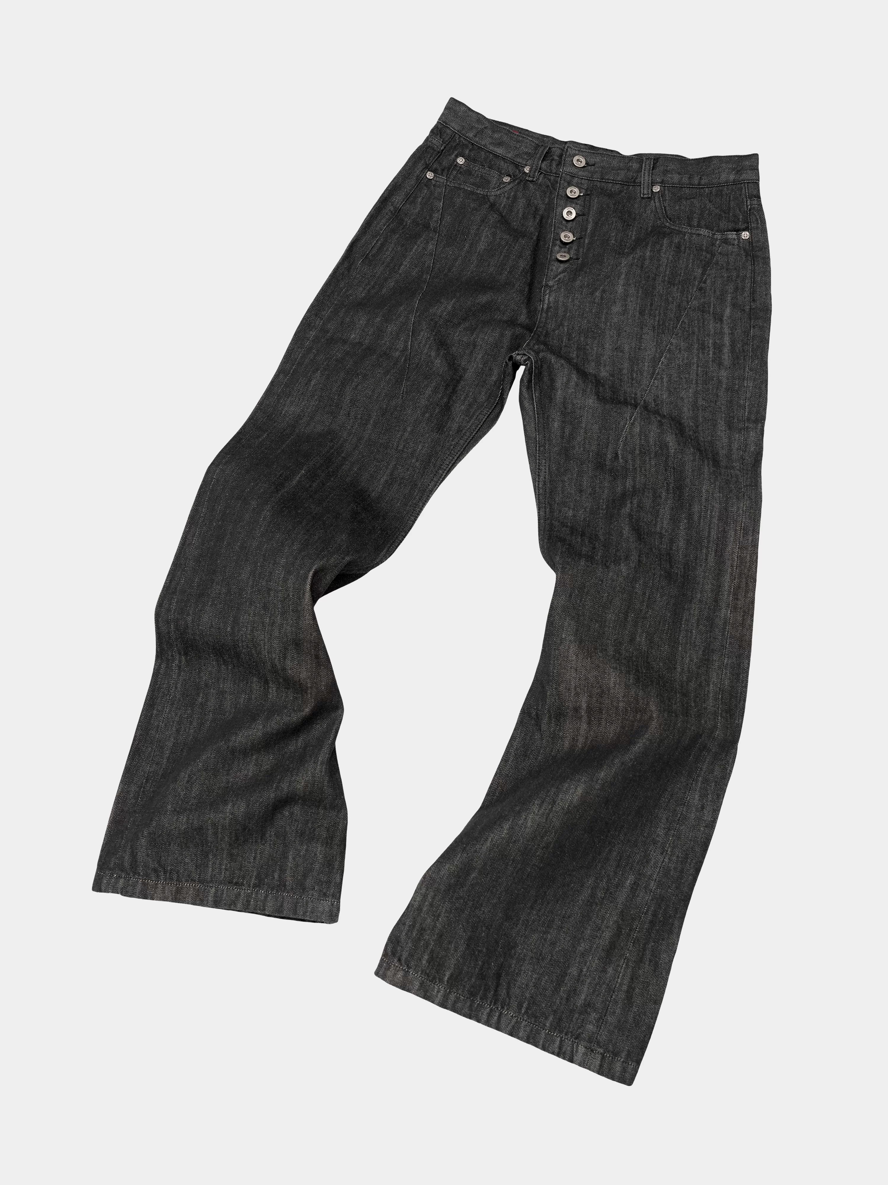 Flared Asymmetrical Raw Selvedge Jeans