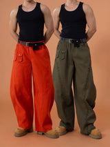 Men's Y2K Green Orange Cargo Pants