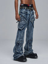 Cleanfit Green Washed Multi-pocket Straight Jeans