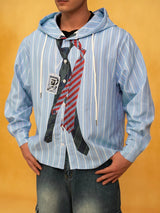 Men's Loose Striped Tie Print Hoodie