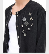 Wool Blend Badge Long Sleeve Cardigan