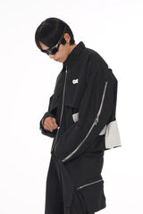 Men's Loose Short Patchwork Zip Jacket