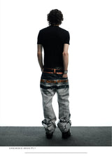3D Tiger Print Flare Jeans