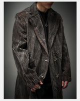 Collared Distressed Tie-dye Denim Coat