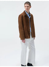 Cupro Lined Suede Leather Lapel Jacket