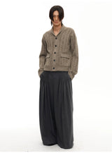Shawl Collar Ribbed Cardigan