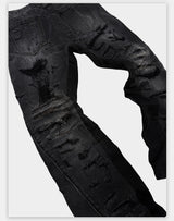 Flared Washed Distressed Patchwork Jeans