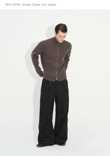 Double Zipper Thick Wool Knitted Jacket