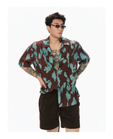 Turquoise Marbled Camp Collar Aloha Shirt