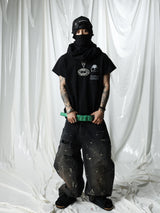 Black Skull Print Pocket Tee