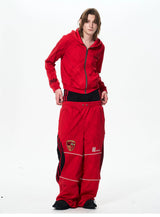 Men's Double-Waistband Striped Embroidered Sweatpants